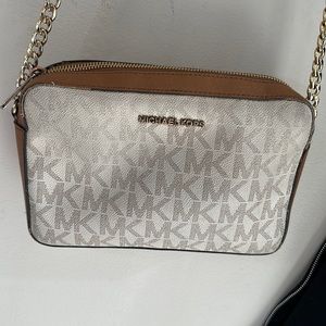 Michael Kors tan & white satchel